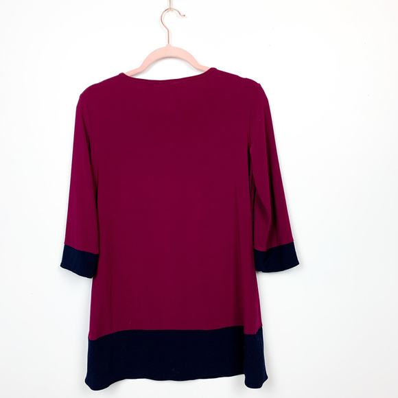 Nina Leonard Long Sleeve Hot Pink & Navy Blouse - Picture 8 of 9